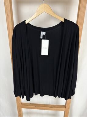 NWT Kleen Black 3/4 Sleeves Viscose Blend Short Cardigan Jacket 2X #0800